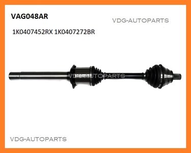 Aandrijfas rechts DSG VAG 1K0407452RX 1K0407272BR 